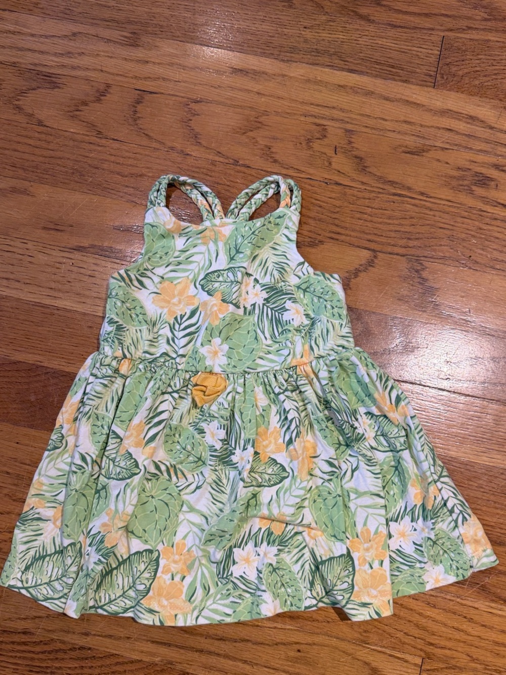 Tommy Bahama Girls' Tropical Leaf & Floral Sundress in Green and Yellow